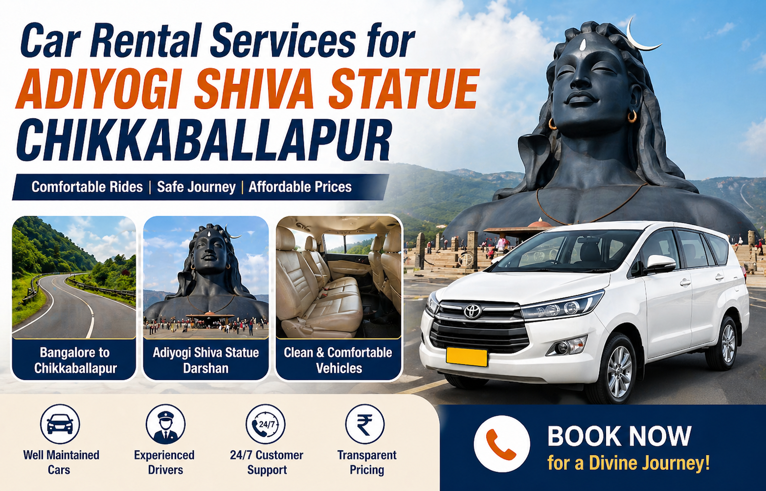 Car Rental Services for Adiyogi Shiva Statue Chikkaballapur